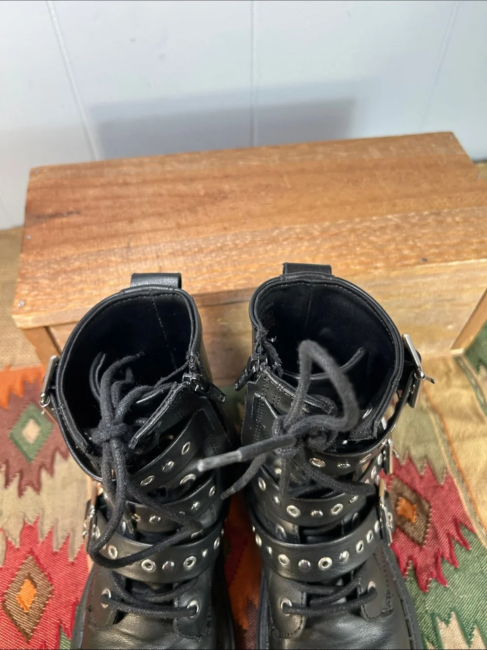 Zara Black Multi-Buckle Combat Boots